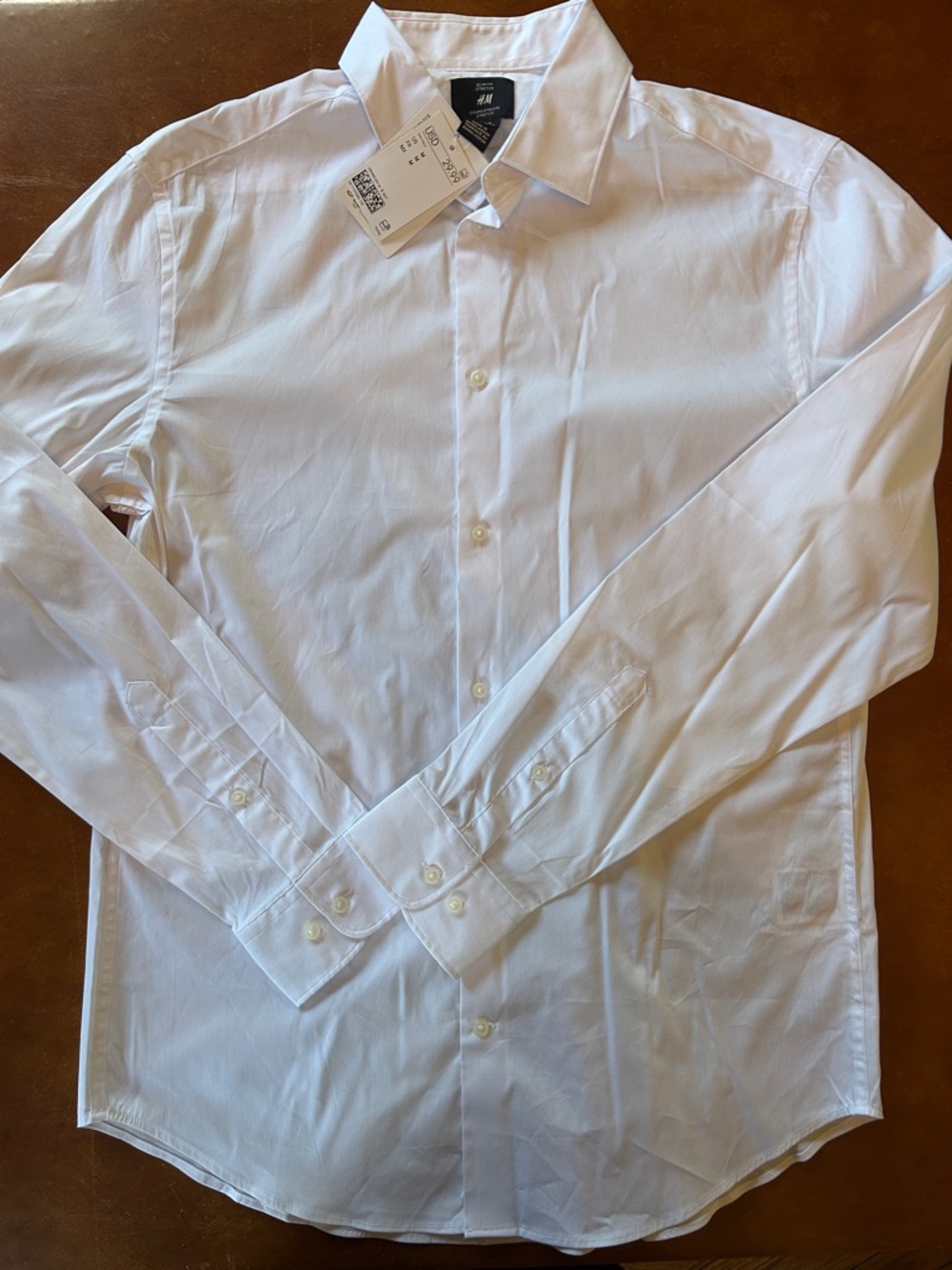 H&M Men's White Slim Dress Shirt - Point Collar